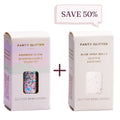 Rainbow Glow multicolor glitter mix and aloe vera natural glitter glue set for skin, face and hair