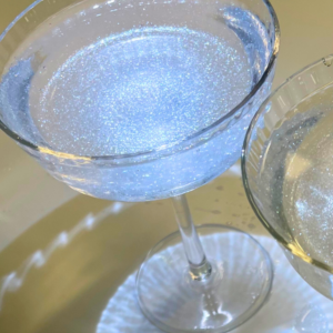 Drink with edible silver glitter